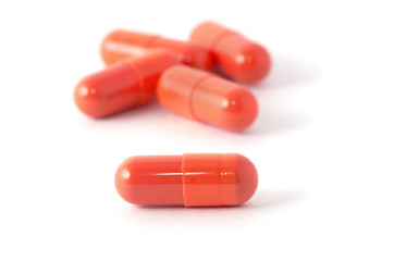 Medical capsules isolated on white background