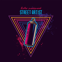 Spray paint in neon style. Original vector illustration. © artmarsa