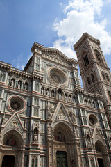 Firenze, Italy - April 21, 2017: The Duomo with Giotto Bell Tower and Brunelleschi cupola in Florence, Firenze, Tuscany, Italy