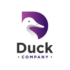 duck logo design letter D