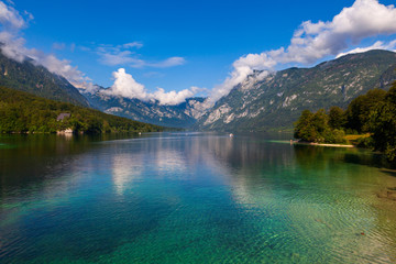 Naklejka na ściany i meble View of scenic Bohinj lake, Slovenia