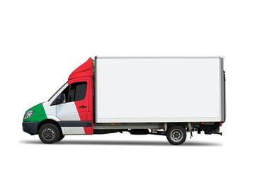 Italian delivery truck isolated on white