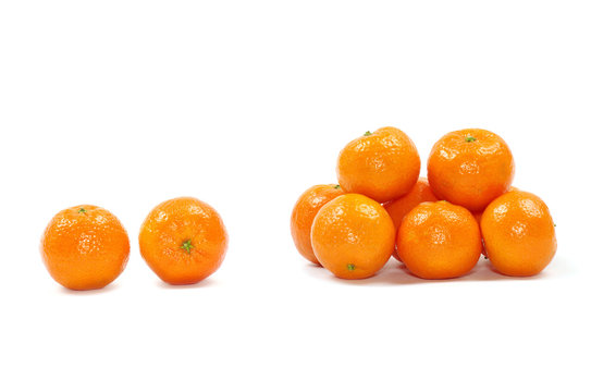 tangerines or mandarins isolated on white background