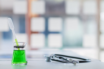 The medical team wore a coronavirus protective suit and rubber gloves to examine the coronavirus covid-19 and research for a vaccine to prevent coronavirus covid-19 to stop the epidemic.