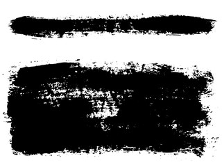 Black brush stroke set isolated on white background. Trendy brush stroke for black ink paint, grunge splash, dirt banner, watercolor design and dirty texture. Creative art concept, vector illustration