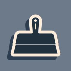Black Putty knife icon isolated on grey background. Spatula repair tool. Spackling or paint instruments. Long shadow style. Vector Illustration