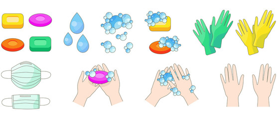 Hygiene products, soap, mask, gloves