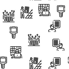 Solar Energy Technicians Seamless Pattern Vector Thin Line. Illustrations