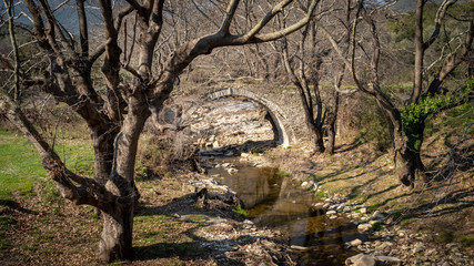 very old stone bridge at country side