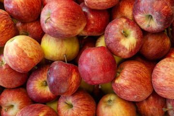 red ripe apples in the supermarket