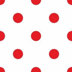 Tile vector pattern with big red polka dots on white background or seamless decoration wallpaper