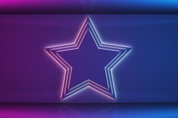 purple star shape with back light on the wall