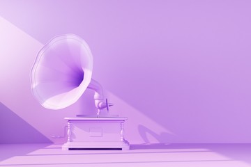 lilac gramophone under ray of light
