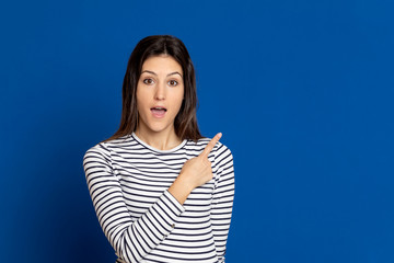 Attractive young girl wearing a striped T-shirt