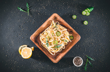 Pasta with a sour cream lemon and herbs