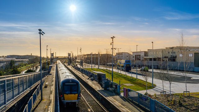 Dublin Transportation Hub For Tram, Train And Bus In Broombridge Station, Illustrates Lower Number Of Commuters During Epidemics Covid 19, Coronavirus