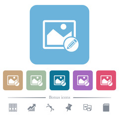 Edit image flat icons on color rounded square backgrounds