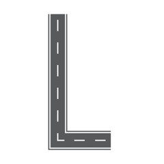 L letter for Road or street font. Flat and solid color vector illustration.