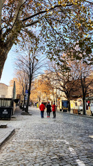 TBILISI, GEORGIA  DECEMBER 14, 2019: Old Tbilisi architecture, Cobbled streets  in Tbilisi, Georgia