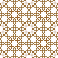 Seamless arabic geometric ornament in brown color.Thick lines.ROUNDED corners.