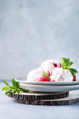 Sweet ice cream with raspberry