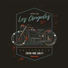 Original vector emblem in vintage style. American motorcycle custom made.