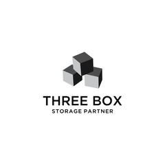 Creative modern Three box logo design sign vector template.