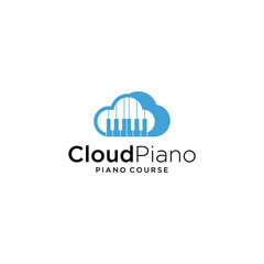 Creative Simple modern Cloud stylish with piano logo design icon.