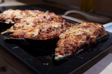 Berenjenas rellenas de carna caseras al horno