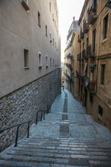 Fototapeta na wymiar the narrow pedestrian street in a small Spanish town