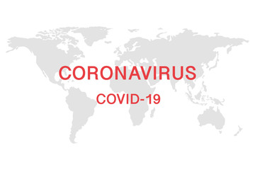 Coronavirus virus sign on world map, COVID-19 concept. Global pandemic alert. flat design vector illustration.