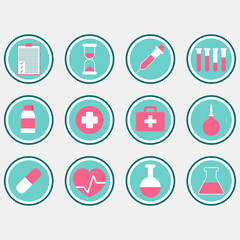 Flat design Healthcare medicine icons. Set of vector isolated illustration