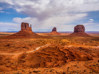 National parks usa southwest area of giant rock formations and table mountains in Monument Valley