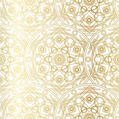 Golden Luxury Art Mandala Boho Seamless Pattern