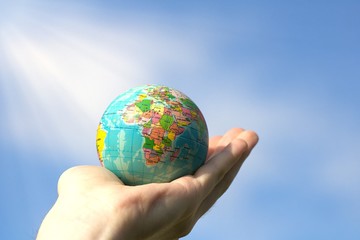 Earth globe in Hands