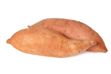 Sweet potatoes isolated on a white background