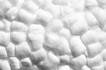 White cotton balls, closeup, texture, background. Natural eco-friendly material