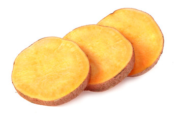 Naklejka na ściany i meble Sweet potatoes with slices isolated on a white background