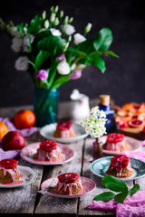 Obraz na płótnie Canvas Blood orange tea almond cakes..selective focus