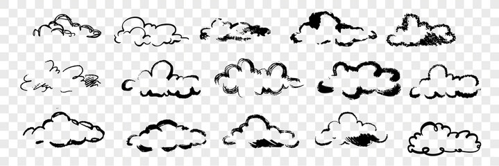 Hand drawn clouds set collection - obrazy, fototapety, plakaty