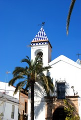 Obraz premium View of Santo Cristo Church (Ermita del Santo Cristo) in the Plaza Santa Cristo, Marbella, Spain.