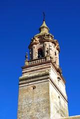 View of San Bartolome Church (Iglesia de San Bartolome) bell tower, Carmona, Spain.