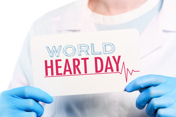 Doctor holding word -World Heart Day - Image