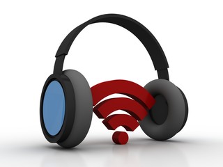 3d illustration WiFi symbol with headphone