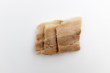 Boiled pork on white background