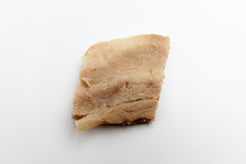 Boiled pork on white background