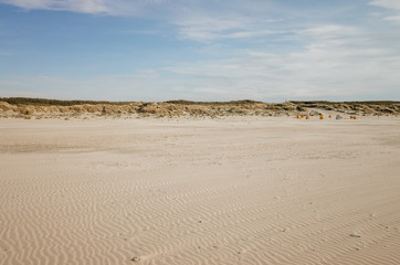 Beach in evening light on the beach of the north sea island Juist in East Frisia, Germany, Europe