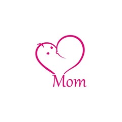 Mom and baby logo with baby and mother isolated on white background