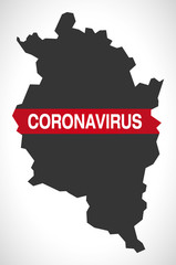 Vorarlberg AUSTRIA federal state map with Coronavirus warning illustration