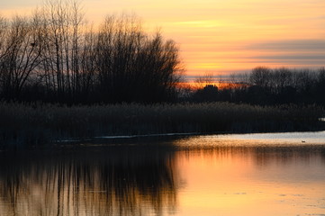 Obraz premium Zachód słońca Chorzow Żabie Doły. Chorzow Slask Polska.